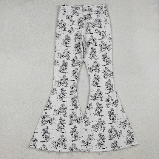10.16 P0296 Adult Women White Western Rodeo Denim Bell Bottom Pants Jeans
