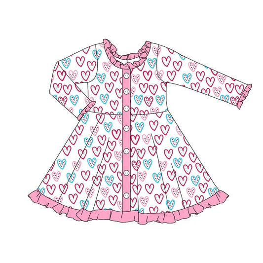 5.28 GLD0902 Baby Girls Valentines Colorful Hearts Knee Length Dresses Preorder