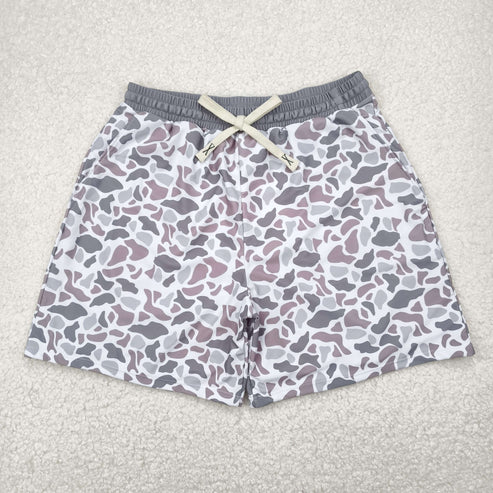 5.17 S0403 Adult Man Grey Camo Bottom Trunk Drawstrings Shorts Swimwear