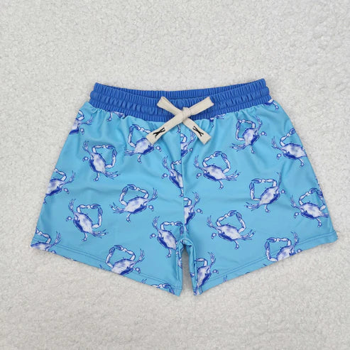 S0169 Baby Boys Summer Blue Crab Trunks Swimsuits Swimwear