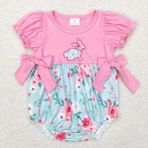 Sibling Baby Girls Easter Floral Rabbit Bows Rompers Clothes Sets