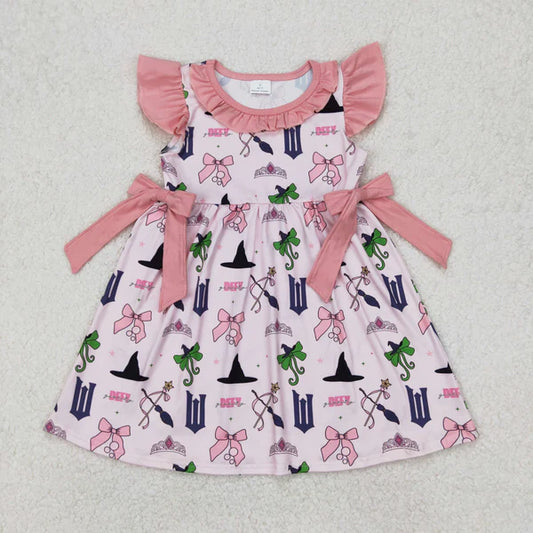 3.26 GSD1895 Baby Girls Pink Princess Bow Knee Length Dress