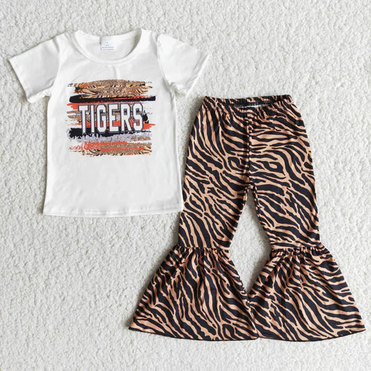 5.22 B1-5 TIGERS White Short Sleeve Flared Pants Set