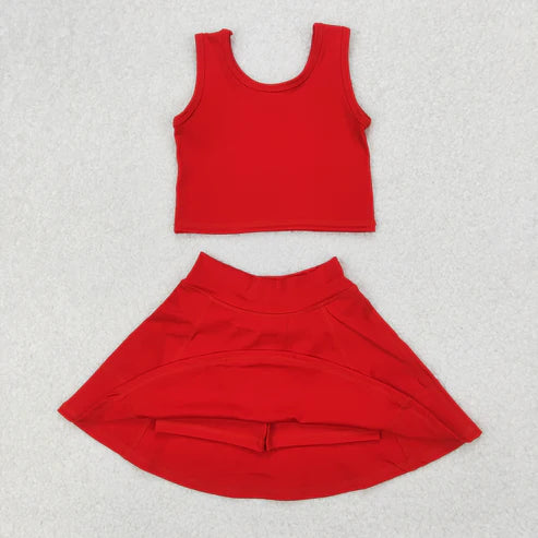 4.2 GSD1979 Baby Girls Red Vest Top Sports Skorts Clothes Set