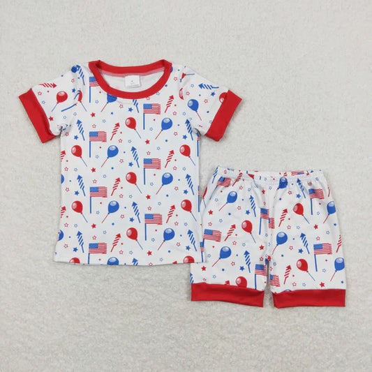 3.11  BSSO0707 RTS baby boy clothes 4th of Jully patriotic toddler boy summer outfits