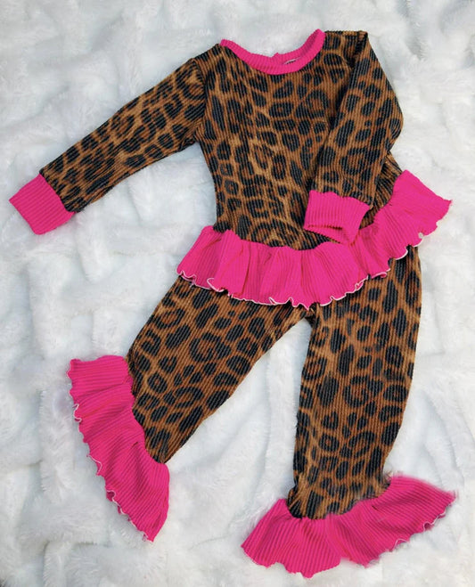 11.25 MOQ:5pcs GLP3196 pre-order toddler girl clothes leopard print girl winter set