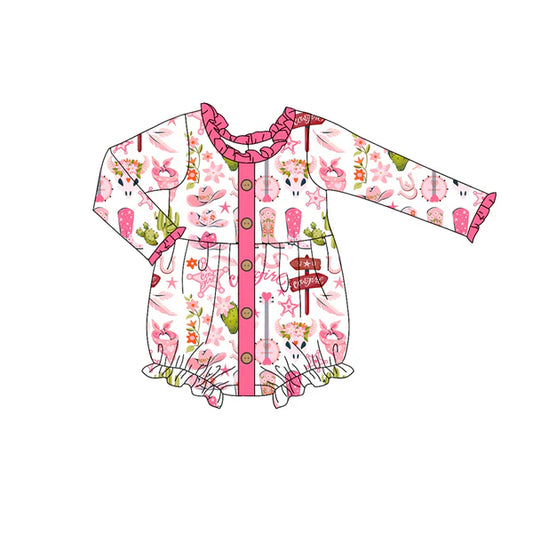 5.28 LR1958 Baby Infant Girls Western Cow Boots Rompers preorder
