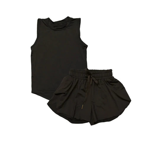 4.10 GSSO2505 Baby Girls Black Sleeveless Top Skorts Sets Preorder