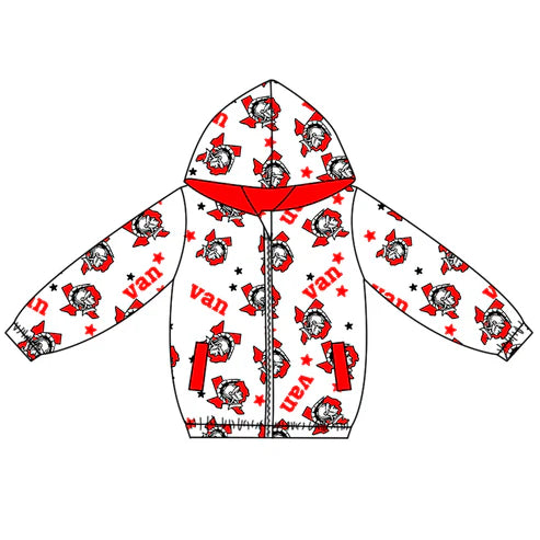 10.9 Custom Moq 5 Baby Boys Red VAN Team Zipper Hoodies Tops
