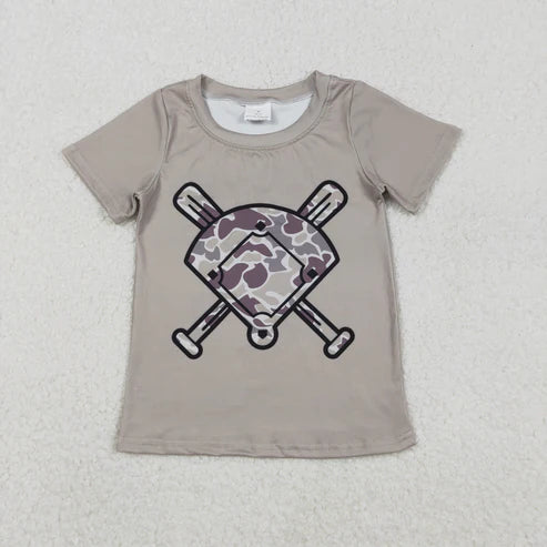 11.17 BT1417 Baby Boys Grey Camo Baseball Short Sleeve Team T-shirts