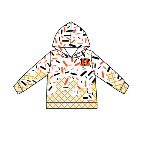 7.5 Custom Moq 3 Baby Boys Long Sleeves Black Bengals Team Hoodies Top