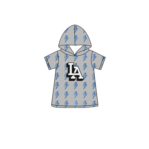 4.26 Preorder(moq 3) Baby Boys Grey Lightening LA Hooded Tops
