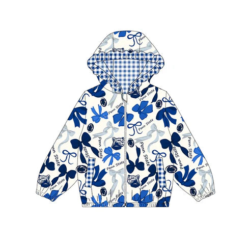 10.8 Custom Moq 5 Baby Girls Blue PSU Team Zipper Hoodies Tops