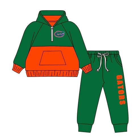 8.29 Custom Moq 5 Baby Boys Zipper Hoodie Top FLORIDA Team Clothes Set