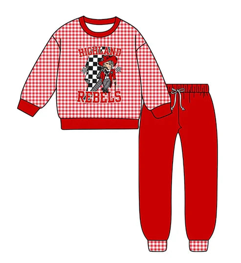 10.9 Custom Moq 5 Baby Boys Red Rebels Plaid Top Pants Team Clothes Sets
