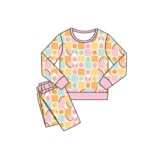 11.10 MOQ:5pcs GLP3129 pre-order toddler girl clothes rabbit girl easter pajamas set
