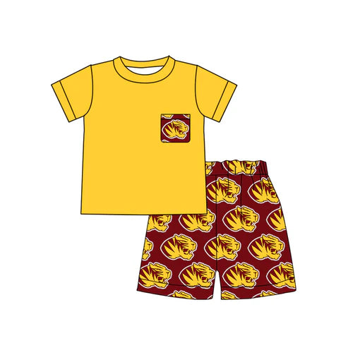 7.4 Custom Moq 3 Baby Boys Tigers Pocket Top Shorts Team Clothes Sets