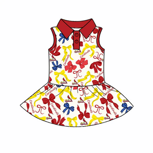6.10 Custom Moq 3 each item Sibling Baby Girls Cardinals Team Dresses Clothes Sets