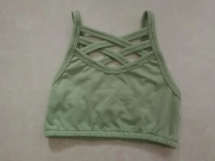 11.15 MOQ：5pcs GT1444 pre-order baby girl clothes green girl summer yoga top
