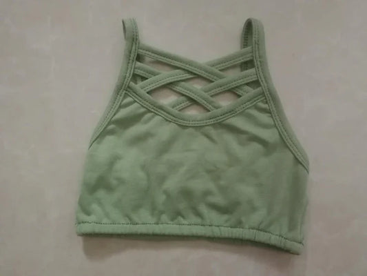 11.15 MOQ：5pcs GT1444 pre-order baby girl clothes green girl summer yoga top