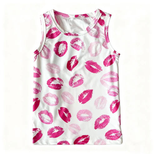 11.5 GT1419 Baby Girls Sleeveless Pink Mouths Valentine Vests T-shirts Top Preorder