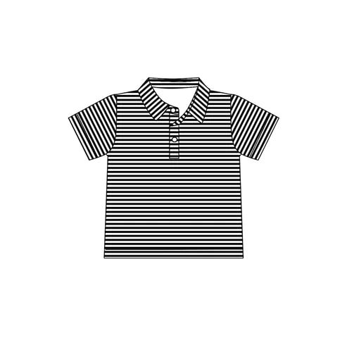 8.8 Custom Moq 5 Baby Boys Black Stripes Team Short Sleeve Tee Pullovers Shirts Tops