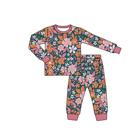 6.14  GLP2385 Baby Girls Lavender Long Sleeves Floral Top Pants Pajamas Set Preorder