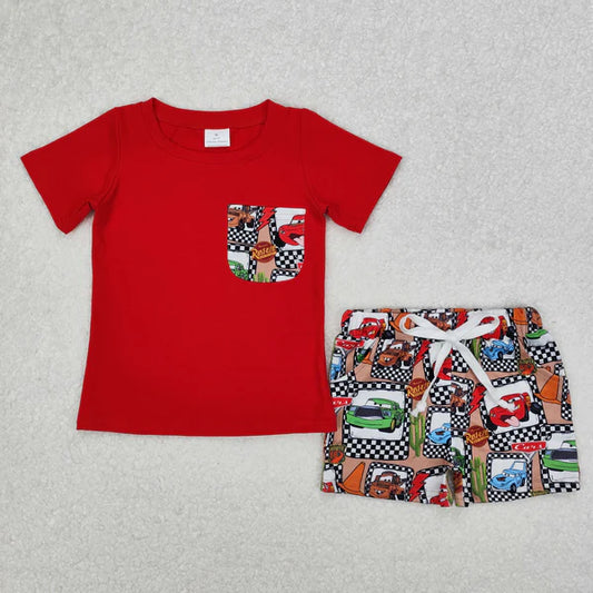 3.12 BSSO1256 Baby Boys Car Cactus Pocket Shirts Shorts Clothes Set