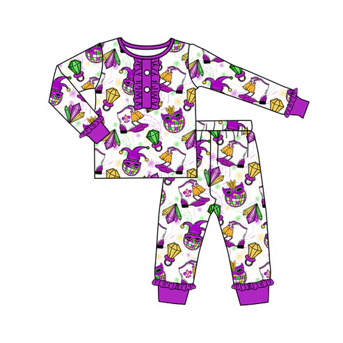 6.4 GLP2113 Baby Girls Mardi Gras Disco Top Pants Pajamas Clothes Sets Preorder