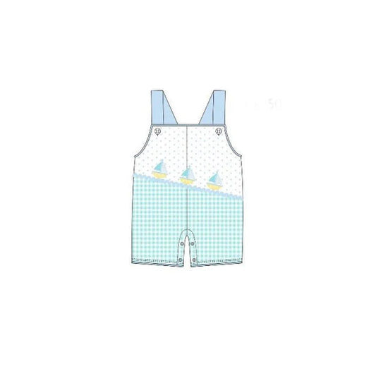 12.15 MOQ:5pcs SR3753 pre-order baby boy clothes sailing boat print toddler boy summer romper