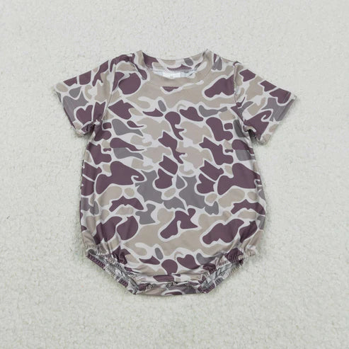 11.27 SR3448 Baby Boys Dark Grey Camo Short Sleeve Southern Romper