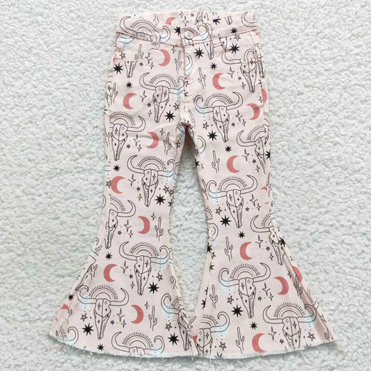 L-3.7 P0226 Alpine cow head cactus Moon Star denim pants