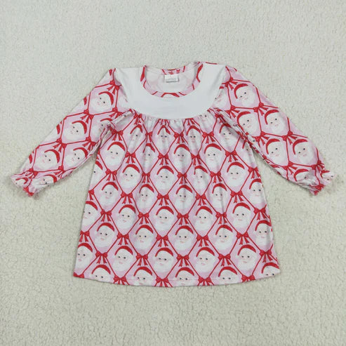 8.12 GLD1136 Baby Girls Long Ruffle Sleeves Red Blows Santa Plaid Knee Length Dress
