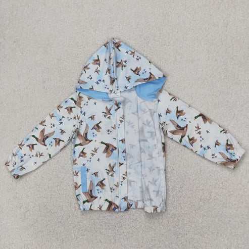 4.14  GT0875 Baby Kids Ducks Mallard Hunting Blue Hooded Top Zip Tops