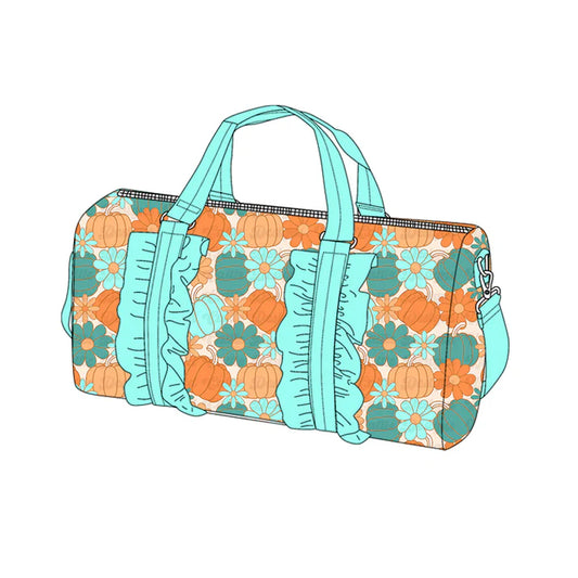 6.14 BA0313 Aqua Ruffle Pumpkins Flowers Gym Bags Preorder