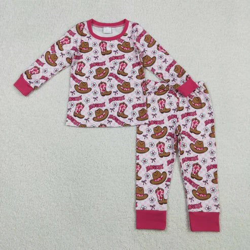 11.5 GLP2664 Baby Girls Howdy Boots Plaid Top Pants Western Pajamas Set