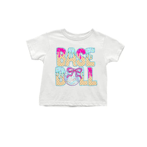 4.19 GT1012 Baby Girls Short Sleeves Ice-cream Drip Baseballs Tee Shirts Top Preorder
