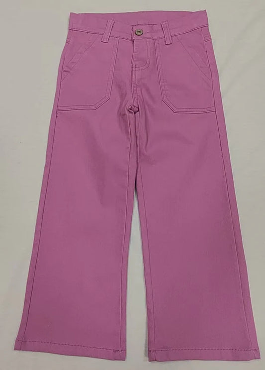 4.4 P0757 Baby Girls Lavender Pockets Denim Straight Bottom Pants Preorder