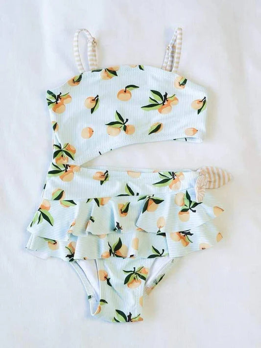 L-3.5S0525 Baby Girls Lemon Ruffle One Piece Swimsuits Preorder