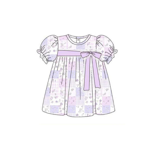 12.23 MOQ:5pcs GSD3362 pre-order toddler girl clothes purple floral pattern girl summer dress
