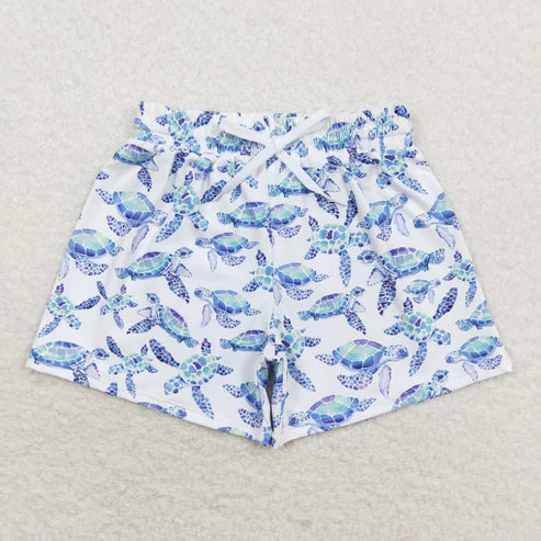 S0431 Boy turtle white swim trunks