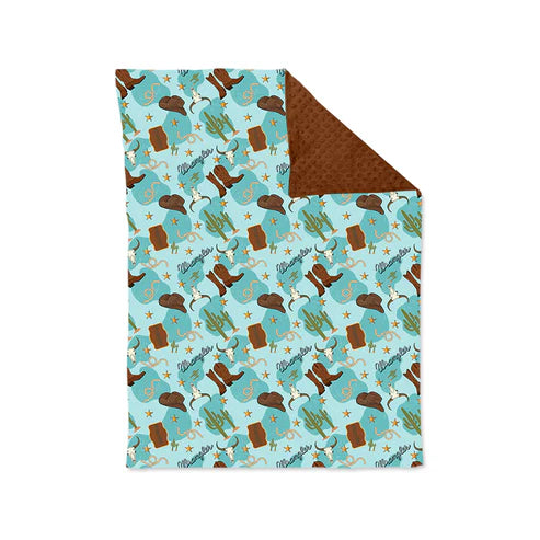 5.24 BL0175 Baby Toddler Children Western Boots Cactus Minky Blankets preorder