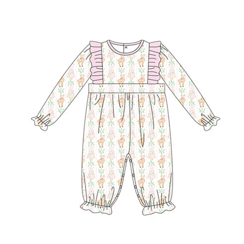 5.26 LR1933 Baby Infant Girls Christmas Tree Deers Long Sleeve Rompers preorder
