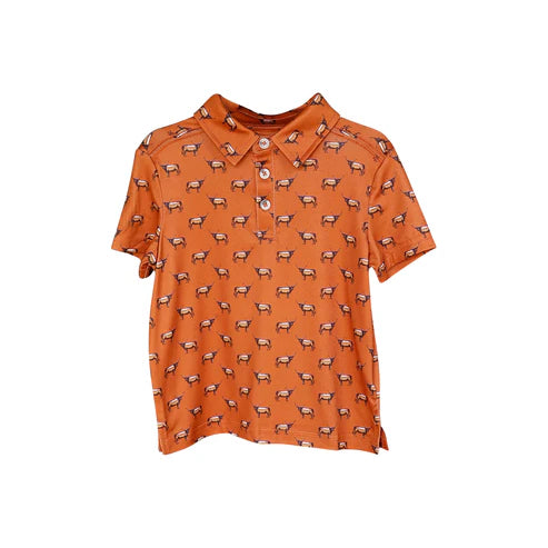 BT1116 Baby Boys Orange Western Cows Short Sleeve Pullovers Tops Preorder