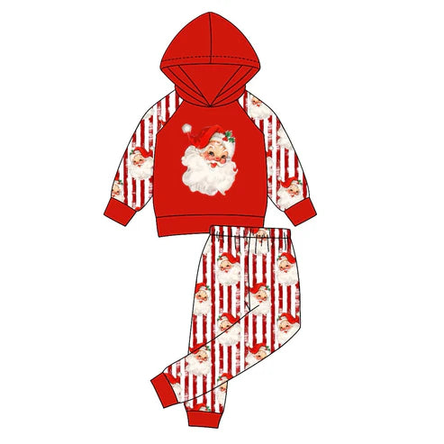 5.24 BLP0931 Baby Boys Christmas Santa Hooded Top Pants Clothes Sets Preorder