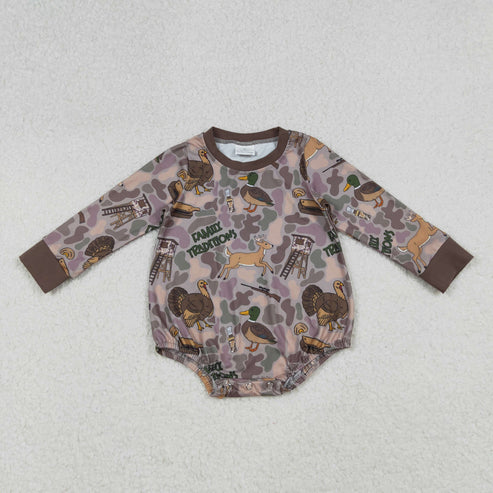 9.29 LR2440 Baby Boys Long Sleeves Turkey Ducks Camo Hunting Romper