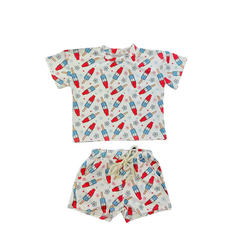 11.19 MOQ：5pcs GSSO2866 pre-order baby girl clothes popcorn toddler girl 4th of July summer outfit