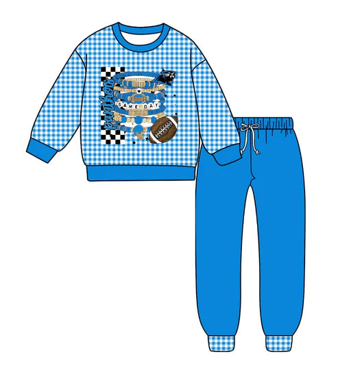 10.9 Custom Moq 5 Baby Boys Blue Panthers Plaid Top Pants Team Clothes Sets