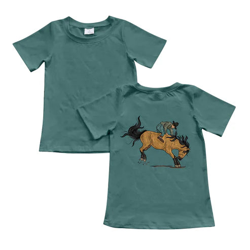 BT1109 Baby Boys Western Rodeo Horse Short Sleeve Tee Shirts Tops Preorder