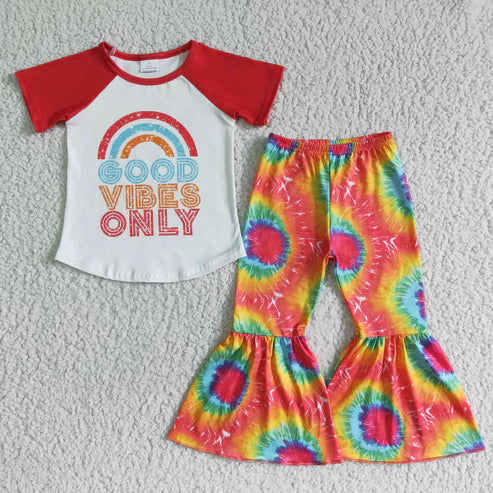 4.15 B14-15 Rainbow good short-sleeved top + trousers set